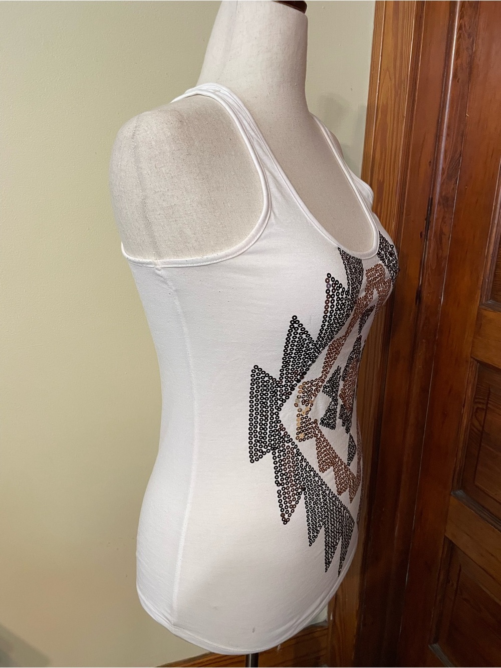 Almost Famous White Sequin Aztec Racerback Tank - Picture 4 of 5